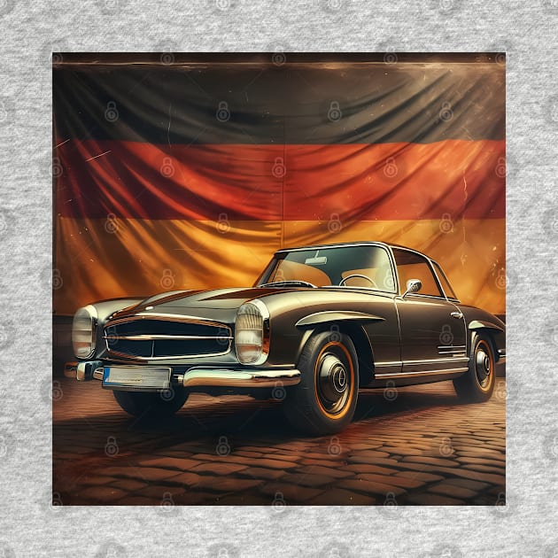 Mercedes Pagode with german flag vintage retro by TaevasDesign